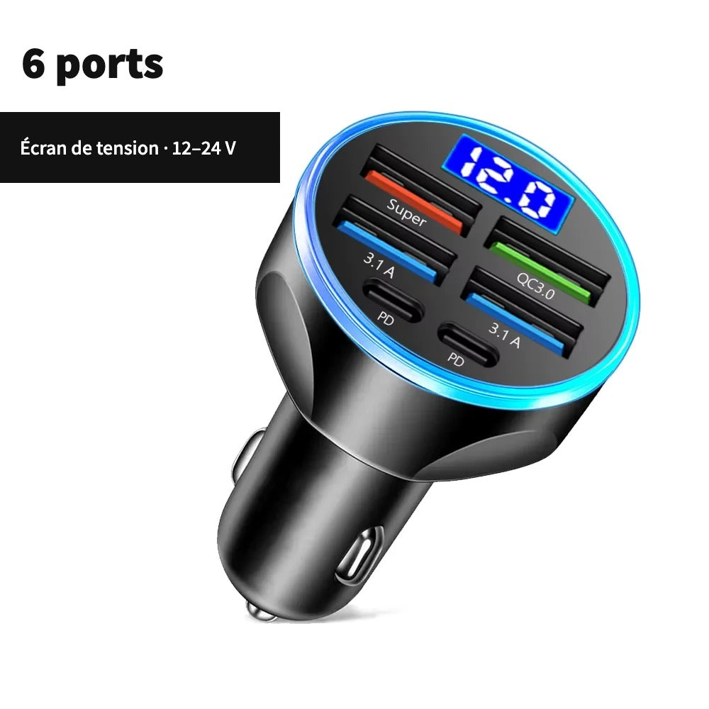 Chargeur allume-cigare rapide multiports avec écran – vue 10