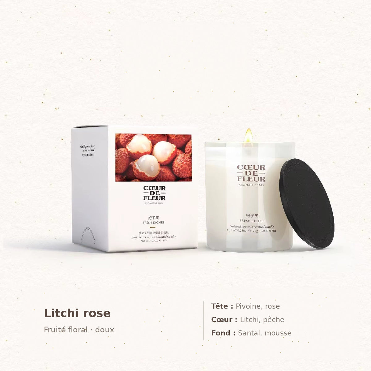 Bougie parfumée Litchi rose