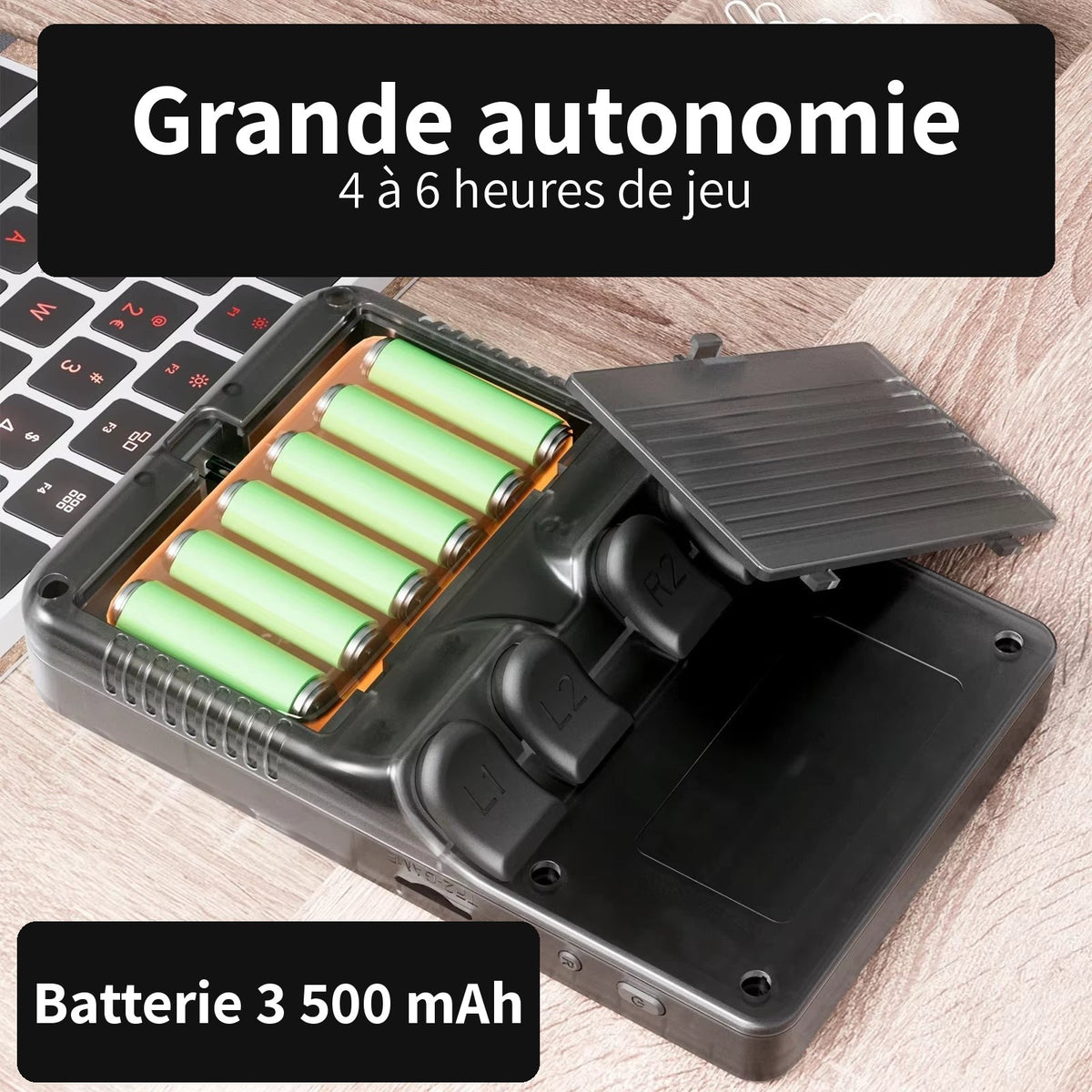 Console rétro portable – batterie 3 500 mAh, 4 à 6 heures de jeu