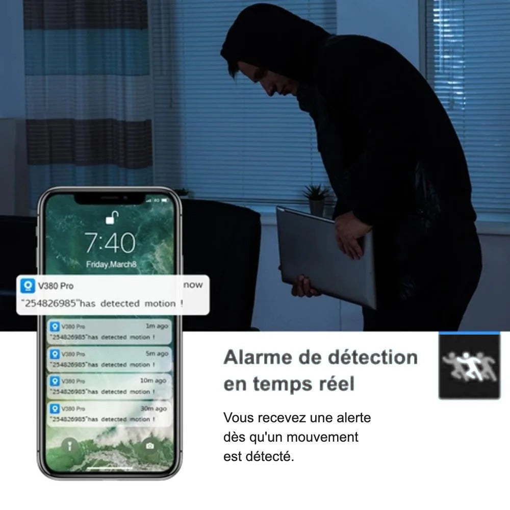 Caméra de surveillance intérieure – alarme de détection
