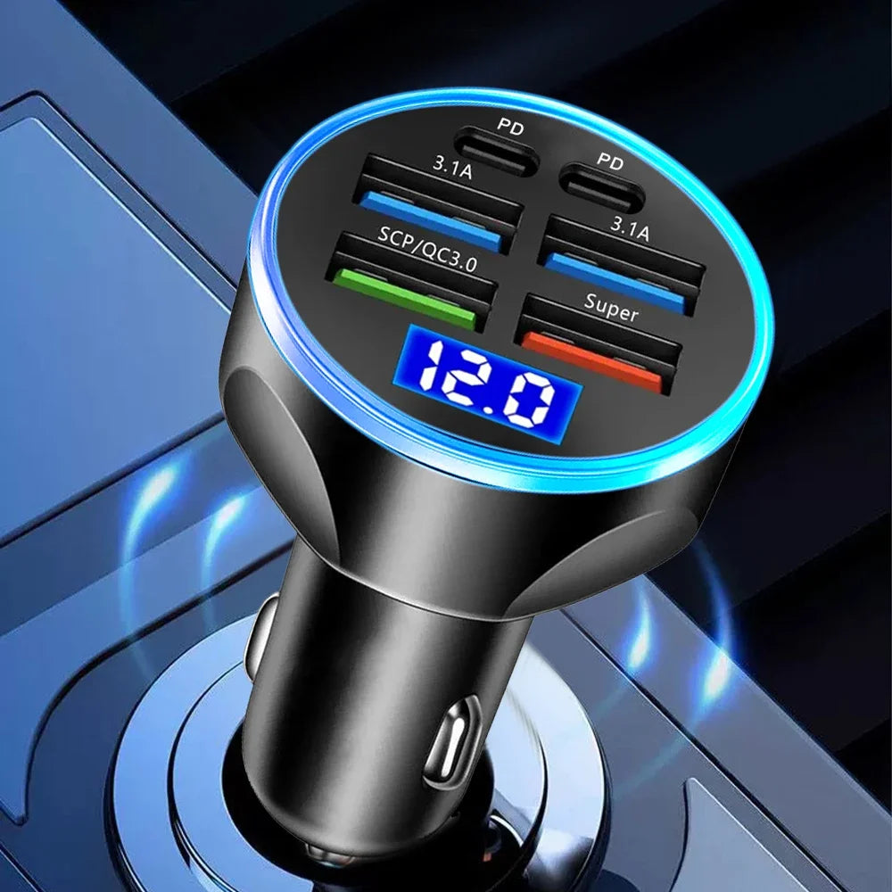 Chargeur allume-cigare rapide multiports avec écran – vue 4