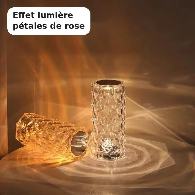 Humidificateur cristal – effet lumière pétales de rose