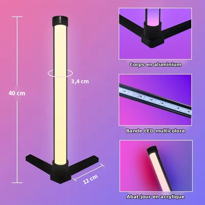 Lampe LED 40 cm – dimensions, corps en aluminium et abat-jour en acrylique