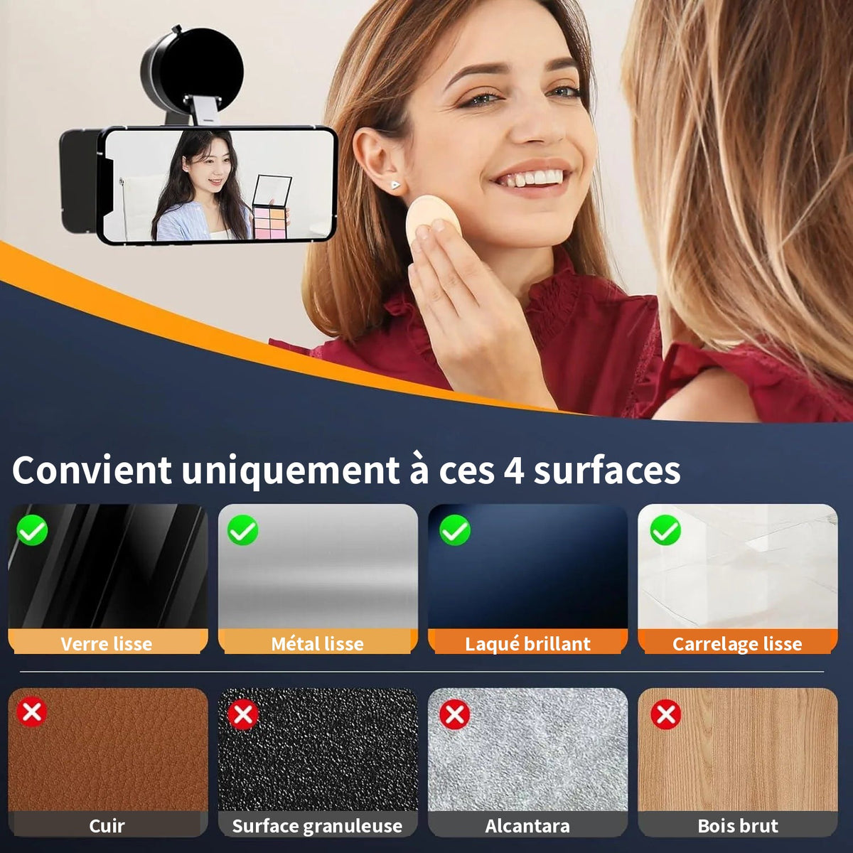 Surfaces compatibles avec la ventouse