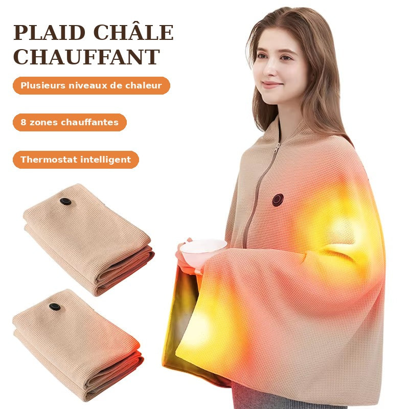 Plaid châle chauffant – 8 zones chauffantes et thermostat intelligent