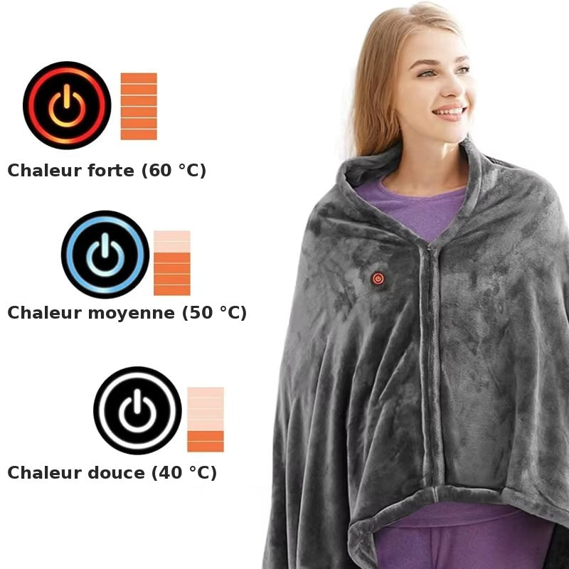 Plaid chauffant – 3 niveaux de chaleur : 40, 50 et 60 °C