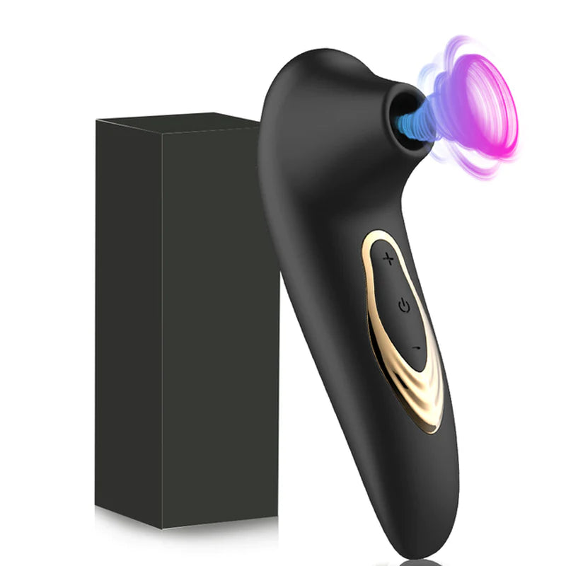 Stimulateur à ondes de pression noir avec sa boîte de présentation