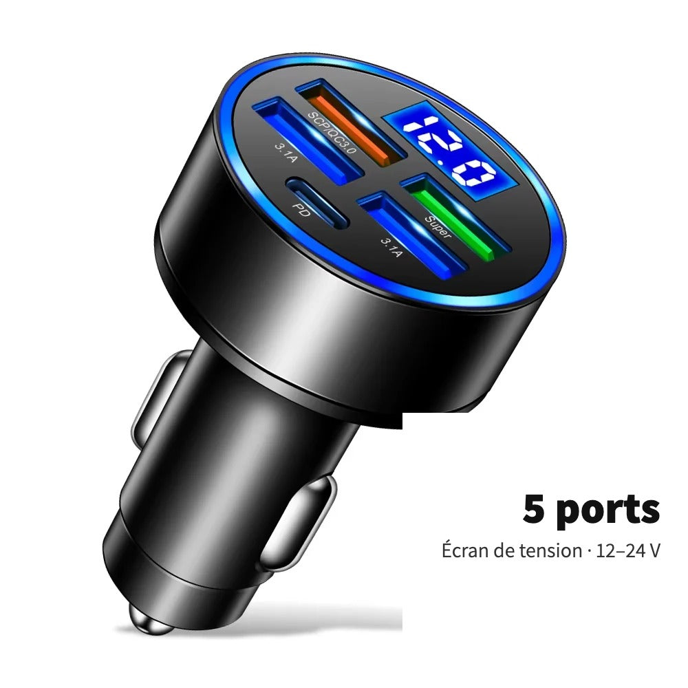 Chargeur allume-cigare rapide multiports avec écran – vue 11