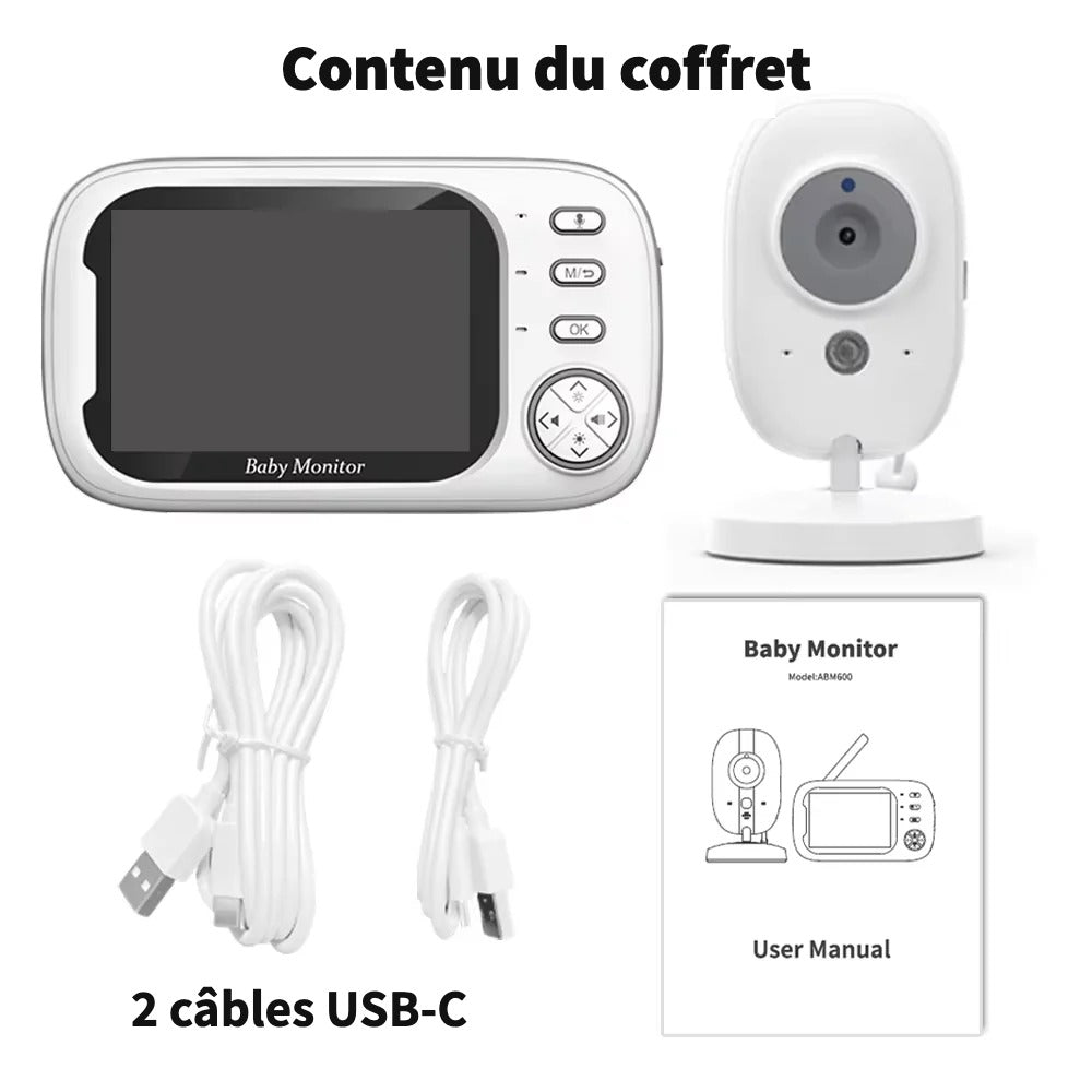 Babyphone vidéo avec caméra et écran LCD – vue 1