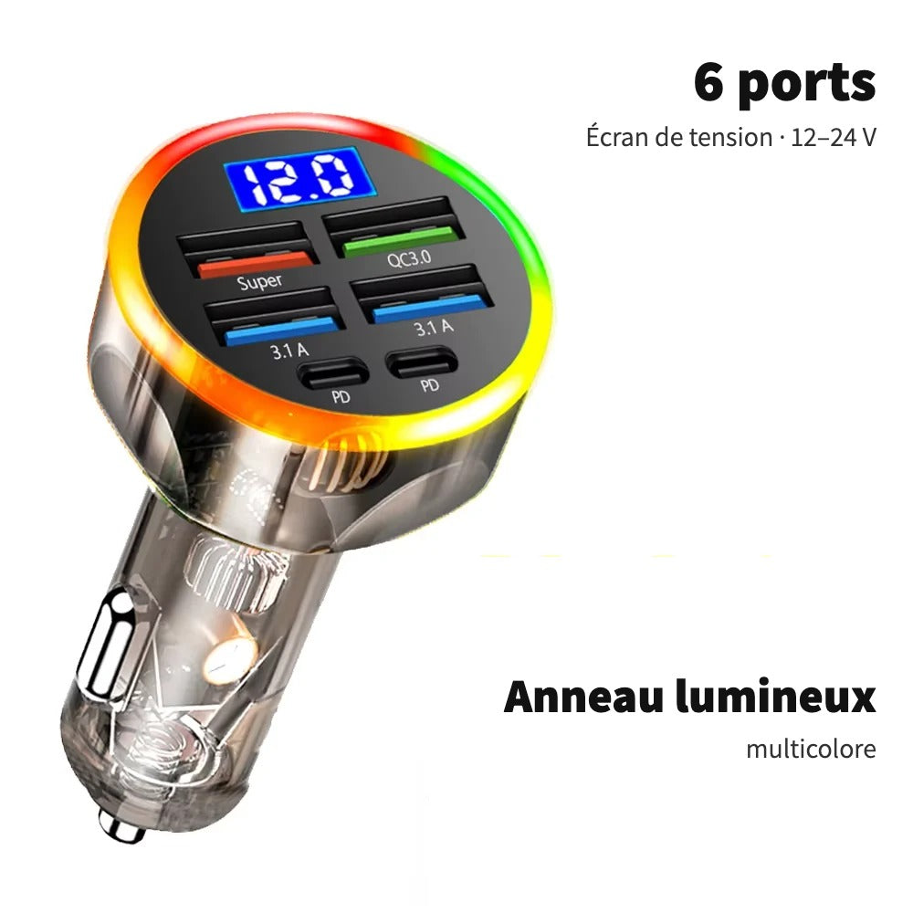 Chargeur allume-cigare rapide multiports avec écran – vue 12