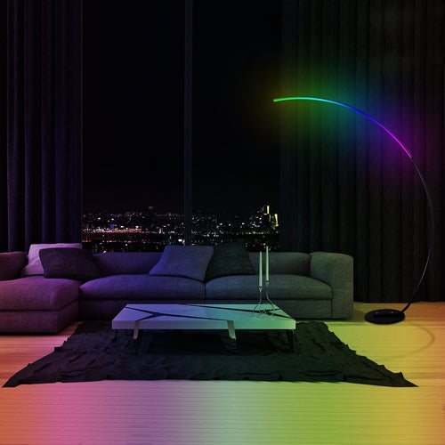 Lampadaire LED arc design RGB – Lumière d'ambiance avec télécommande
