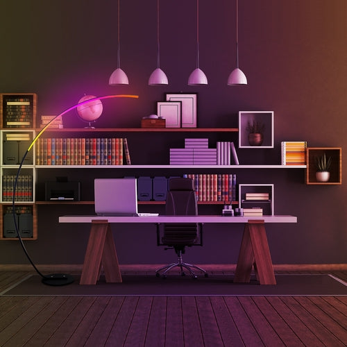 Lampadaire LED arc design RGB – Lumière d'ambiance avec télécommande