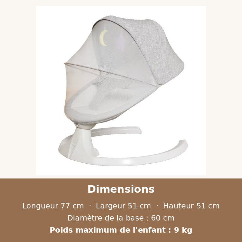 Dimensions de la balancelle bébé – poids maximum 9 kg
