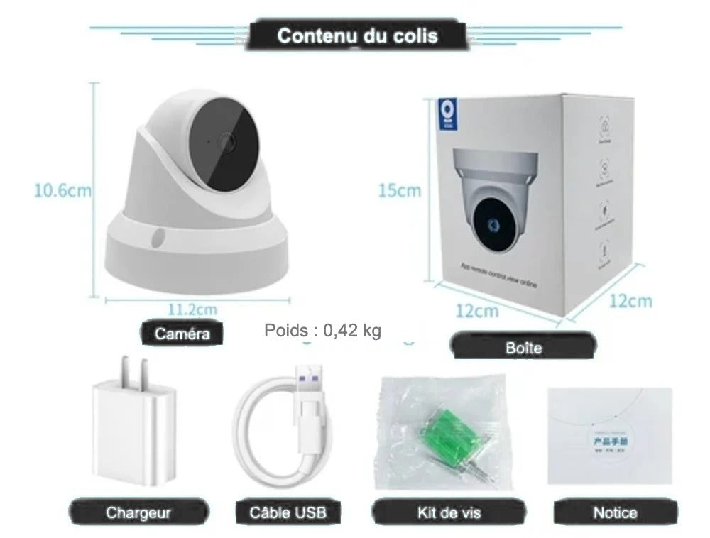 Caméra babyphone 1080P – contenu du colis