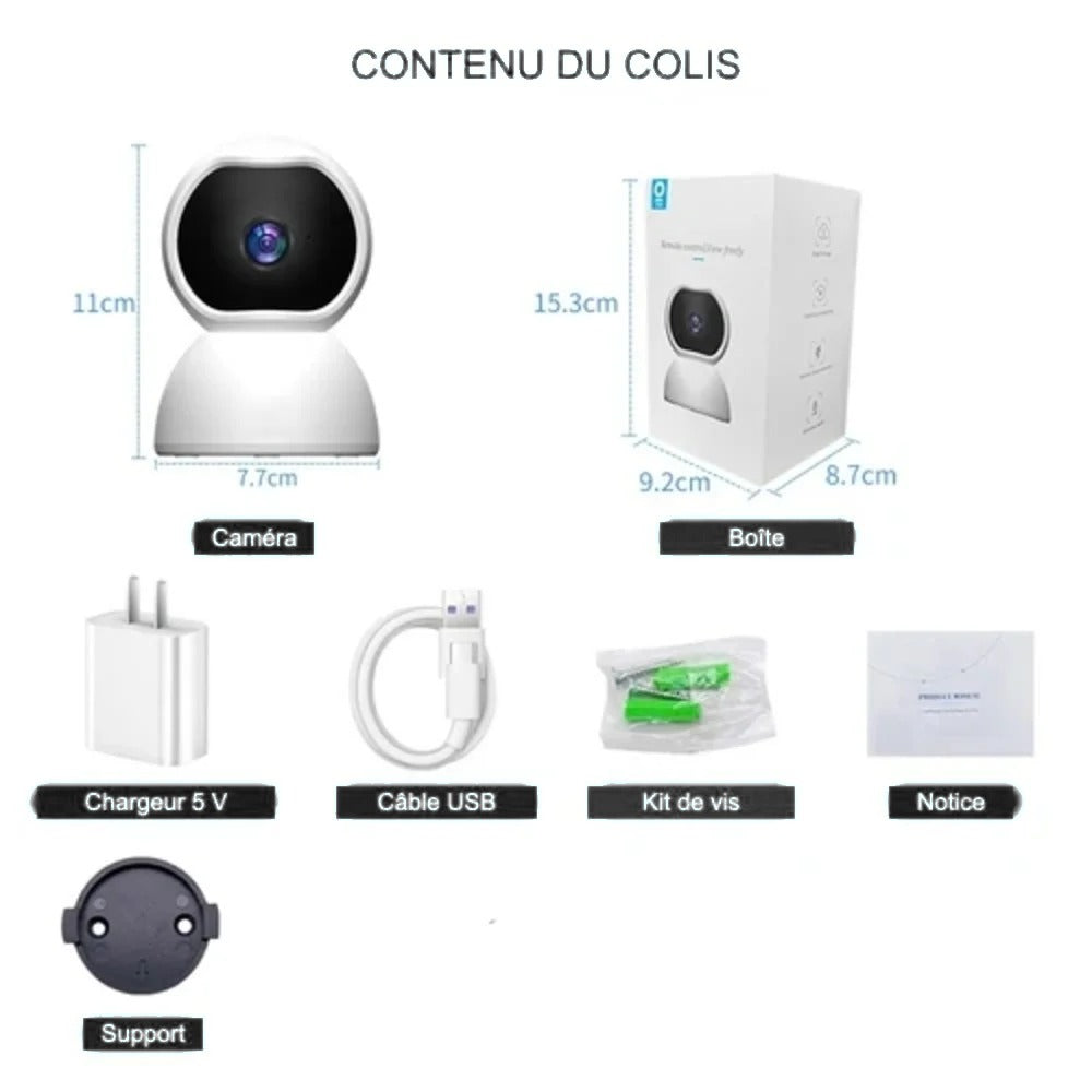 Caméra de surveillance intérieure – contenu du colis