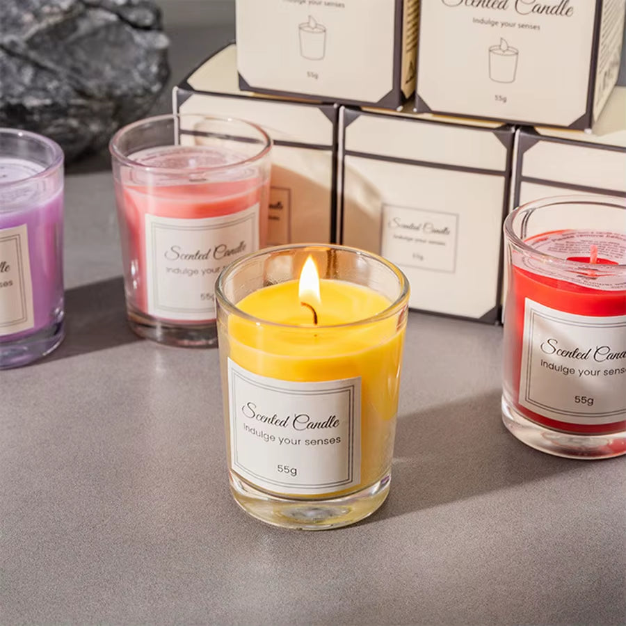 Bougie parfumée citron allumée