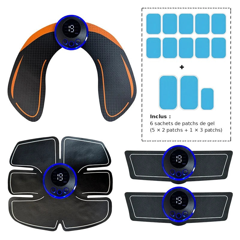 Pack complet électrostimulateur EMS avec patchs de gel de rechange