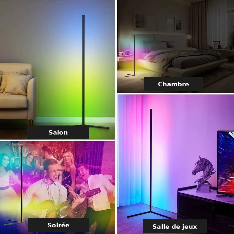 Lampe d'angle LED dans un salon, une chambre, une soirée et une salle de jeux