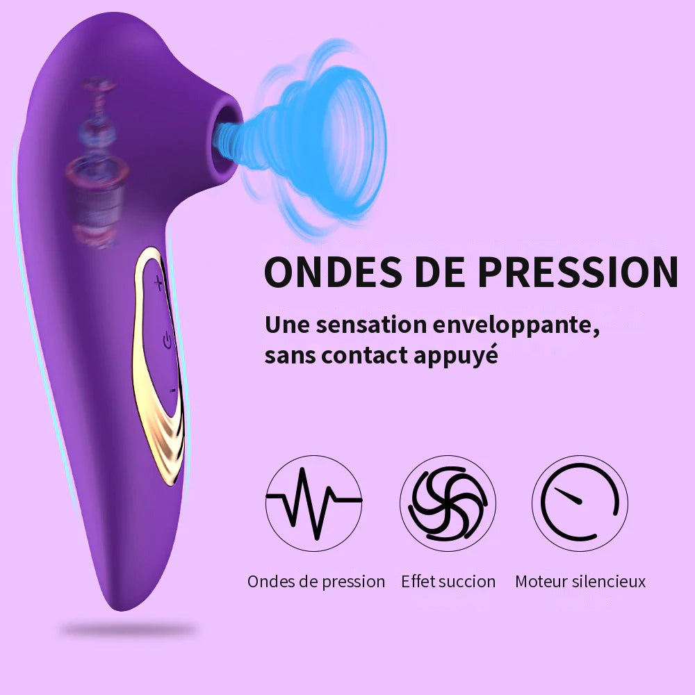 Stimulateur violet : ondes de pression, effet succion et moteur silencieux