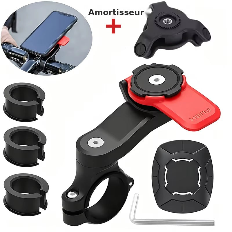 Support téléphone rouge avec amortisseur anti-vibrations